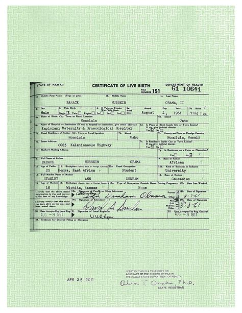 Barack Obama's Long-Form Birth Certificate | Public Intelligence