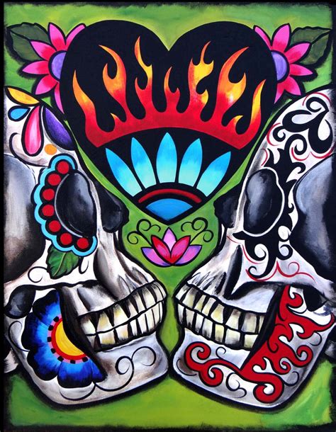 Two of Hearts, Day of the Dead Art by Melody Smith - Etsy