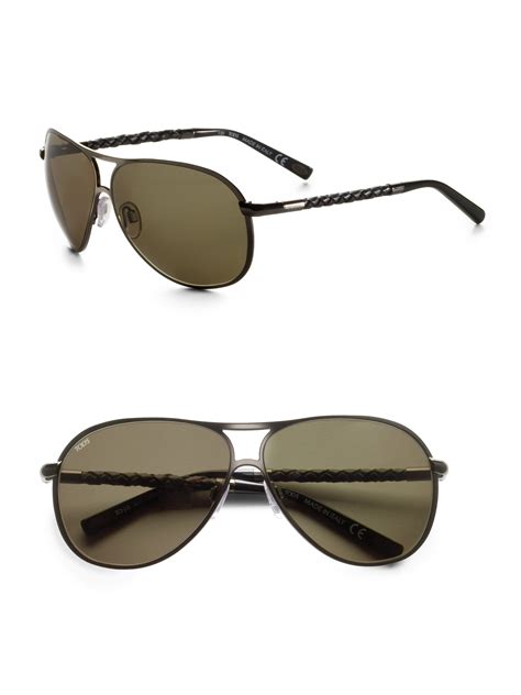 Lyst - Tod'S Metal & Leather Aviator Sunglasses in Brown for Men