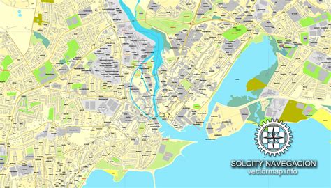 Galway, Ireland, printable vector street City Plan map, fully editable ...