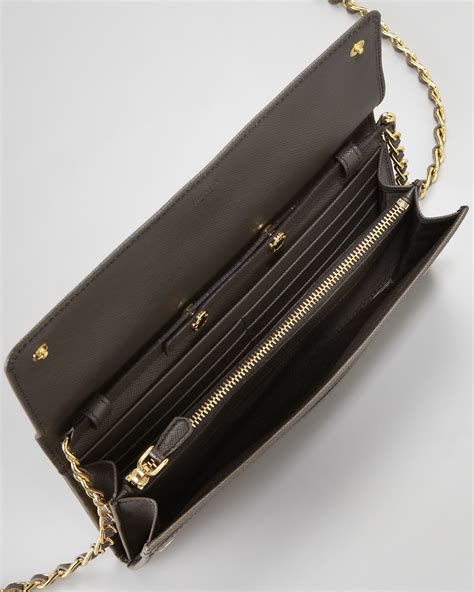 Prada Saffiano Wallet On A Chain Nero in Black - Lyst