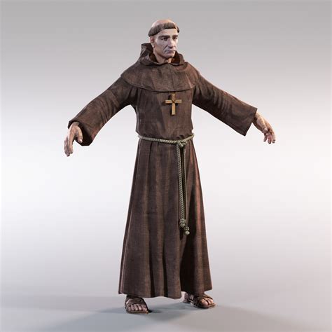 3d obj medieval monk