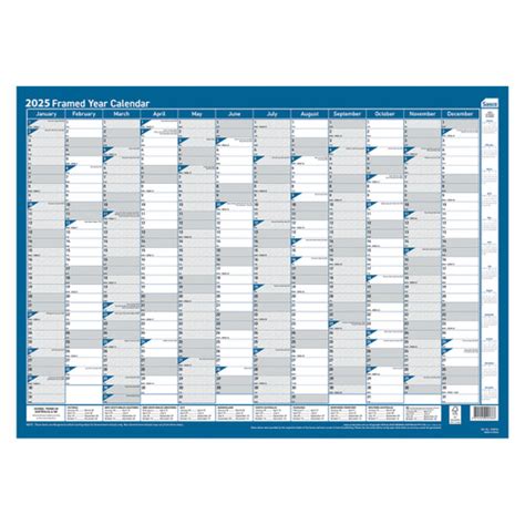 Sasco 2025 Framed Wall Planner 500x700mm | Mega Office Supplies