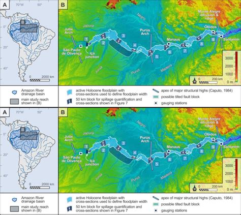 A. Location map of the Amazon catchment; B. Study reach for floodplain | Download Scientific Diagram