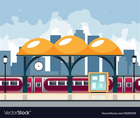 Small railway station Royalty Free Vector Image