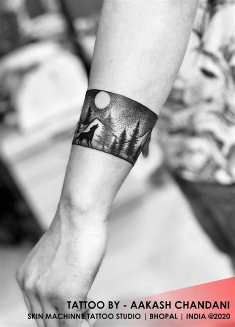 30+ Black Band Tattoo Design Ideas On Arm For Men And Women | Tatuagem de paisagem, Tatuagem ...