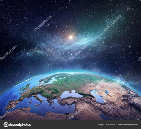 Surface Planet Earth Space View World Focused Europe Galaxies Star ...