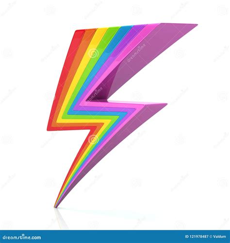 Rainbow Lightning Bolt Icon 3d Illustration Stock Illustration - Illustration of icon, power ...