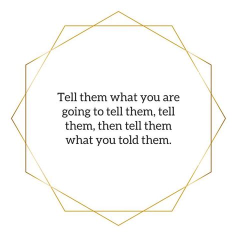 Tell them what you are going to tell the, tell them, then tell them ...