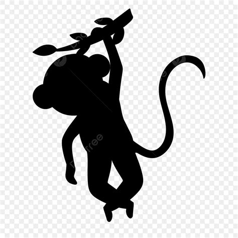 Hanging Monkey Silhouette PNG Transparent, Monkey Black Silhouette Hanging Tree Branch Pose ...