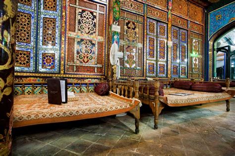 Beautiful Interior Design of Traditional Iranian Restaurant with Ottoman Couches Editorial ...