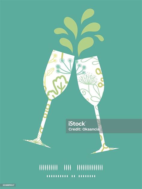 Vector Mysterious Green Garden Toasting Wine Glasses Silhouettes ...