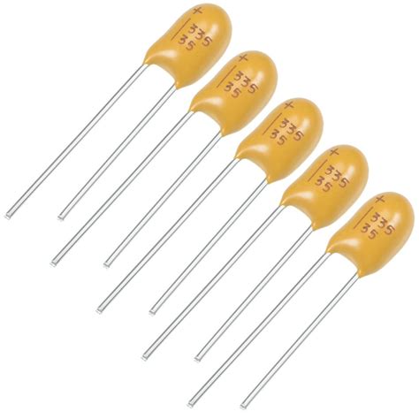 3.3uF Tantalum Capacitor 35V 2 Pin Yellow Radial Dipped Tantalum Bead Capacitors 5pcs - Walmart ...