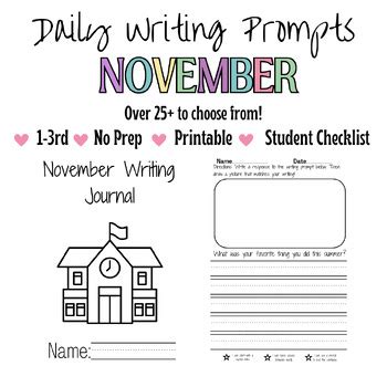 Writing Prompts! || November by LoResources | TPT