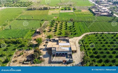 Aerial view of a Farmhouse stock photo. Image of hairstyle - 176674372