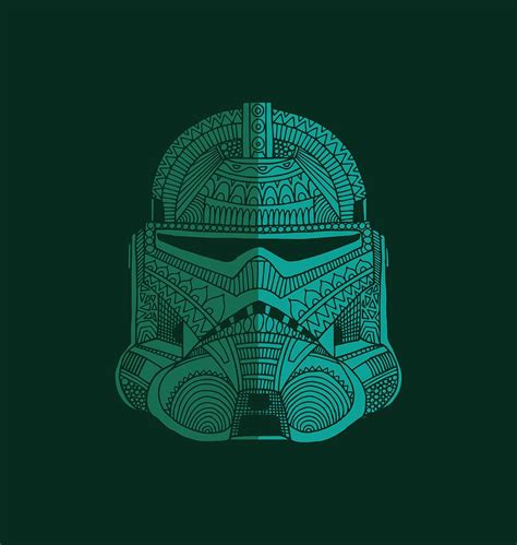 Stormtrooper Helmet - Star Wars Art - Blue Green Mixed Media by Studio Grafiikka - Pixels