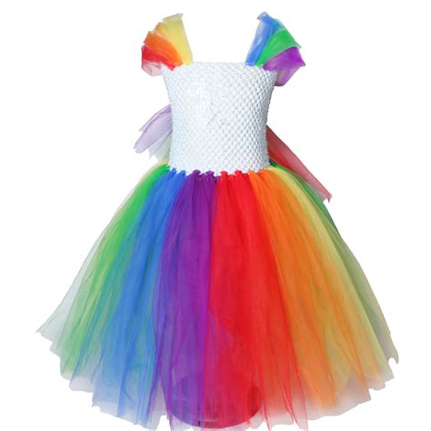 Children Girls Rainbow Tutu Dress Fancy Kids Princess Horse Party ...