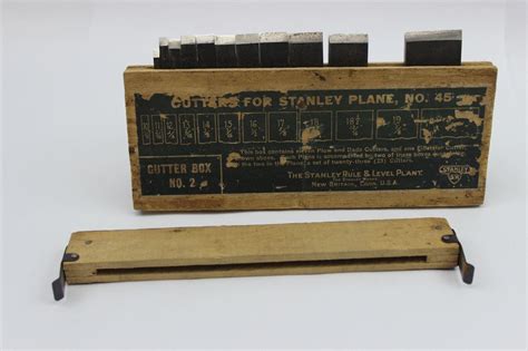 Original Wood Stanley Cutter Box No. 2 with 11 Cutters for Stanley Plane No. 45 | #1910614784