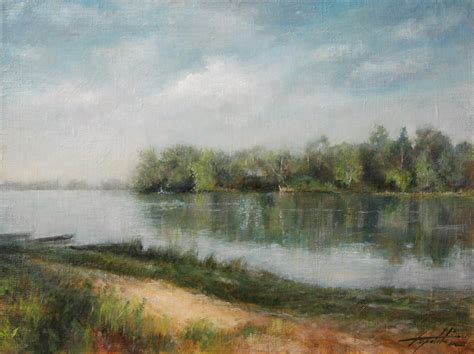 Down the River - Landscape Oil painting - Fine Arts Gallery - Original ...