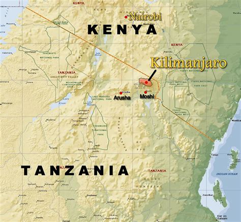 Kilimanjaro Locator Map - Kilimanjaro and East Africa - Maps and Graphs - Andrew Lavigne's website