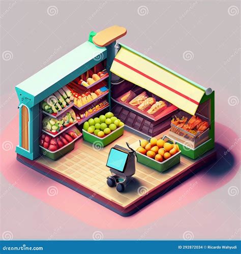 Isometric 3d Illustration of a Grocery Store Stock Illustration - Illustration of assortment ...