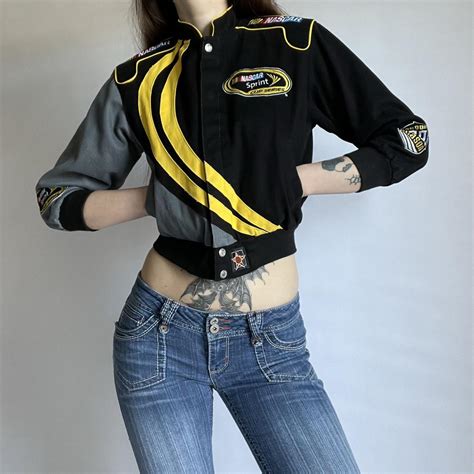 NASCAR Women's Black and Yellow Jacket | Depop