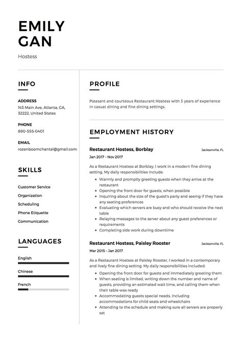 Restaurant Hostess Resume Sample & Guide – Resumeviking.com