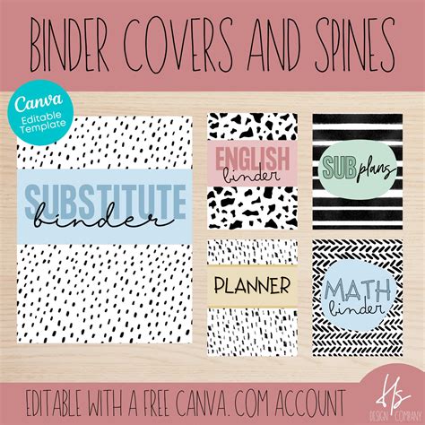 EDITABLE Colorful Binder Covers & Spines Printable Binder - Etsy