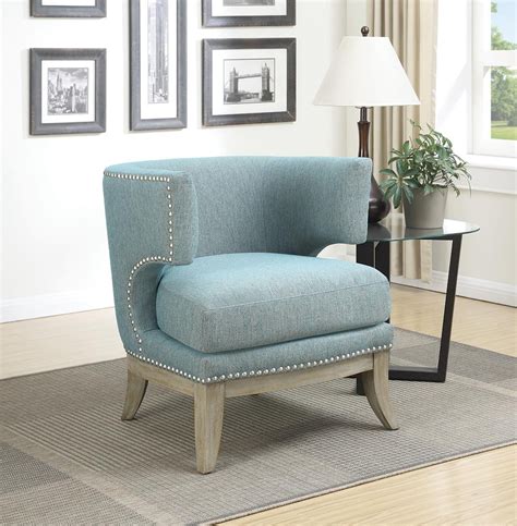 Barrel Back Accent Chair Blue and Weathered Grey - Walmart.com