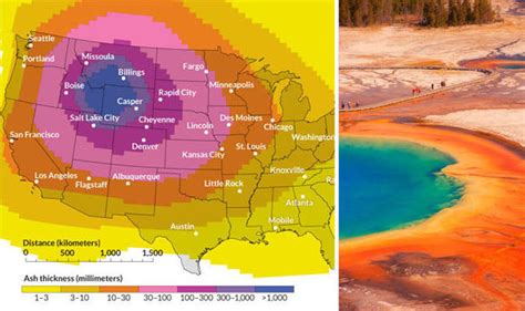 Yellowstone volcano: Caldera MAP shows USA covered in ASH after ERUPTION | Science | News ...