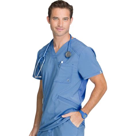 Cherokee Infinity CK900A Scrubs Top Men's V-Neck Ceil Blue — Medshop Singapore