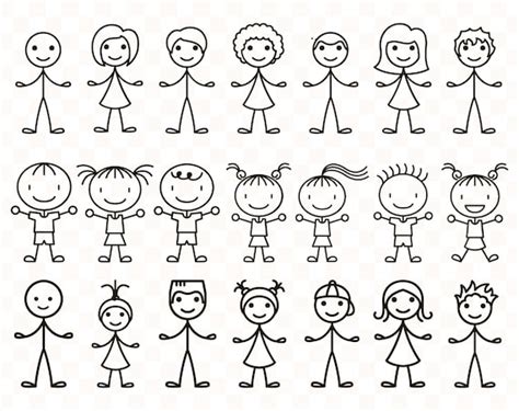 Stick family svg Stick kids svg Family svg Stick figure family | Etsy