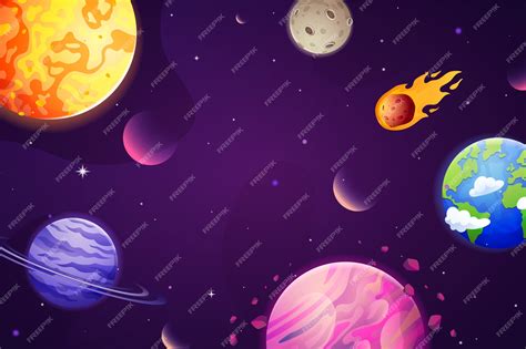 Premium Vector | Planets hand drawn cartoon composition