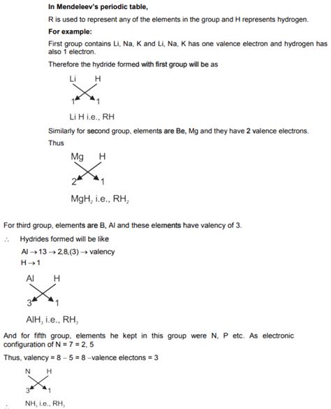 how to calculate the oxide and hydride formula for elements in group 8 in mendeleevs periodic table