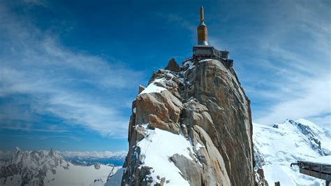 The mountain top station of the Aiguille du Midi in Chamonix, France ...