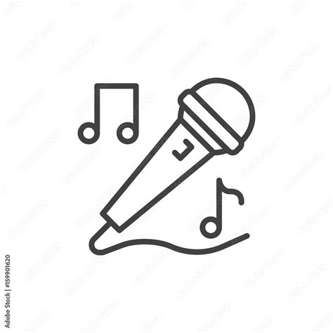 Karaoke microphone line icon, outline vector sign, linear style pictogram isolated on white ...