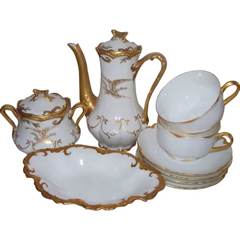 Antique Limoges 24 K. Gold Haviland & Coronet Partial Tea Set with from antiquecharm on Ruby Lane