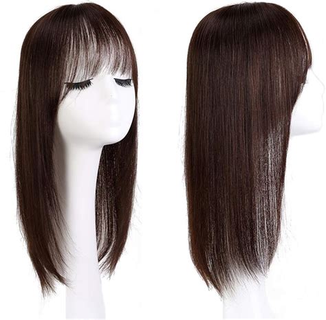 Real Human Hair Crown Filler Topper Hairpiece for Women with Bangs ...