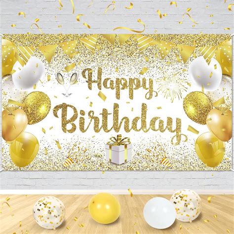 Gold and White Birthday Party Decoration Banner - Philippines | Ubuy