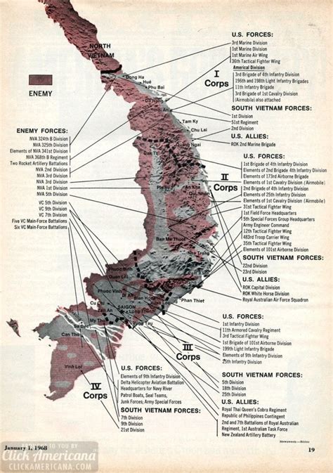 Vietnam War map: Corps to corps (1968) - Click Americana