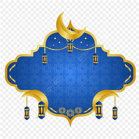 Islam Border Clipart Transparent Background, Islamic Blue Frame Gold Border, Islamic, Border ...