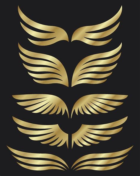 Golden wings collection on dark background 11882729 Vector Art at Vecteezy