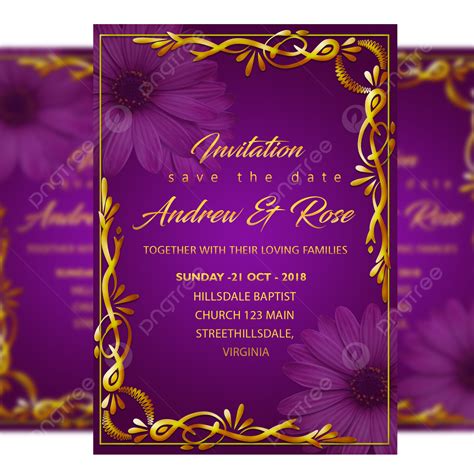 Gold Border Wedding Invitation Card Template With With Gold Frame And ...