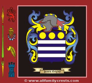 Atkins family crest and meaning of the coat of arms for the surname Atkins, Atkins name origin