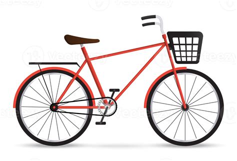 Red bicycle with black basket. Bike isolated 15723637 PNG