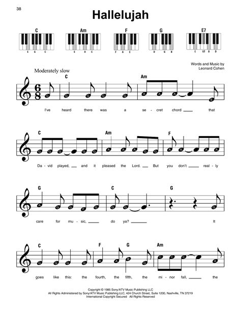 Hallelujah - Leonard Cohen - #1 Sheet Music Choice | Easy sheet music, Hallelujah sheet music ...