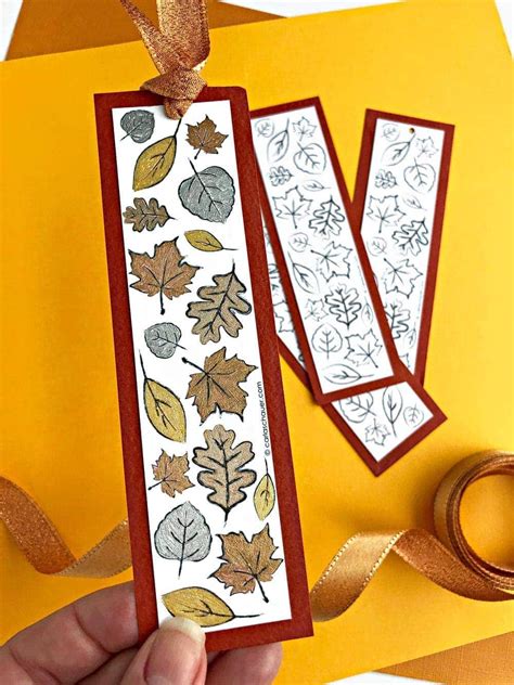 Easy Fall Leaf Printable Coloring Bookmarks - Carla Schauer Designs