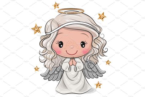 Angel Pictures Cartoon : Cute Cartoon An Angel Royalty Free Vector Image : Little angel and bell ...