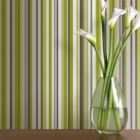 Sophia Green Striped Wallpaper by Arthouse | Green striped wallpaper ...