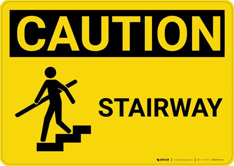 Caution: Stairway With Graphic - Wall Sign | Creative Safety Supply